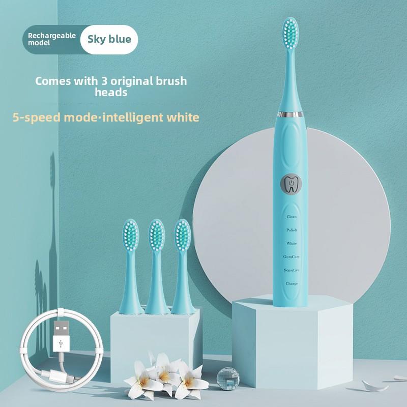 Бытовая звуковая зубная щетка электрическая мягкая щетина электрическая зубная щетка перезаряжаемая взрослая электрическая зубная щетка [3 brush heads]